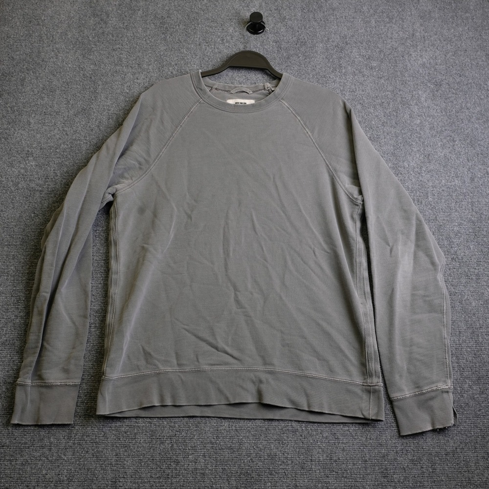 Buck Mason Sweatshirt Mens Medium Gray Pullover Long Sleeve Distressed USA Made
